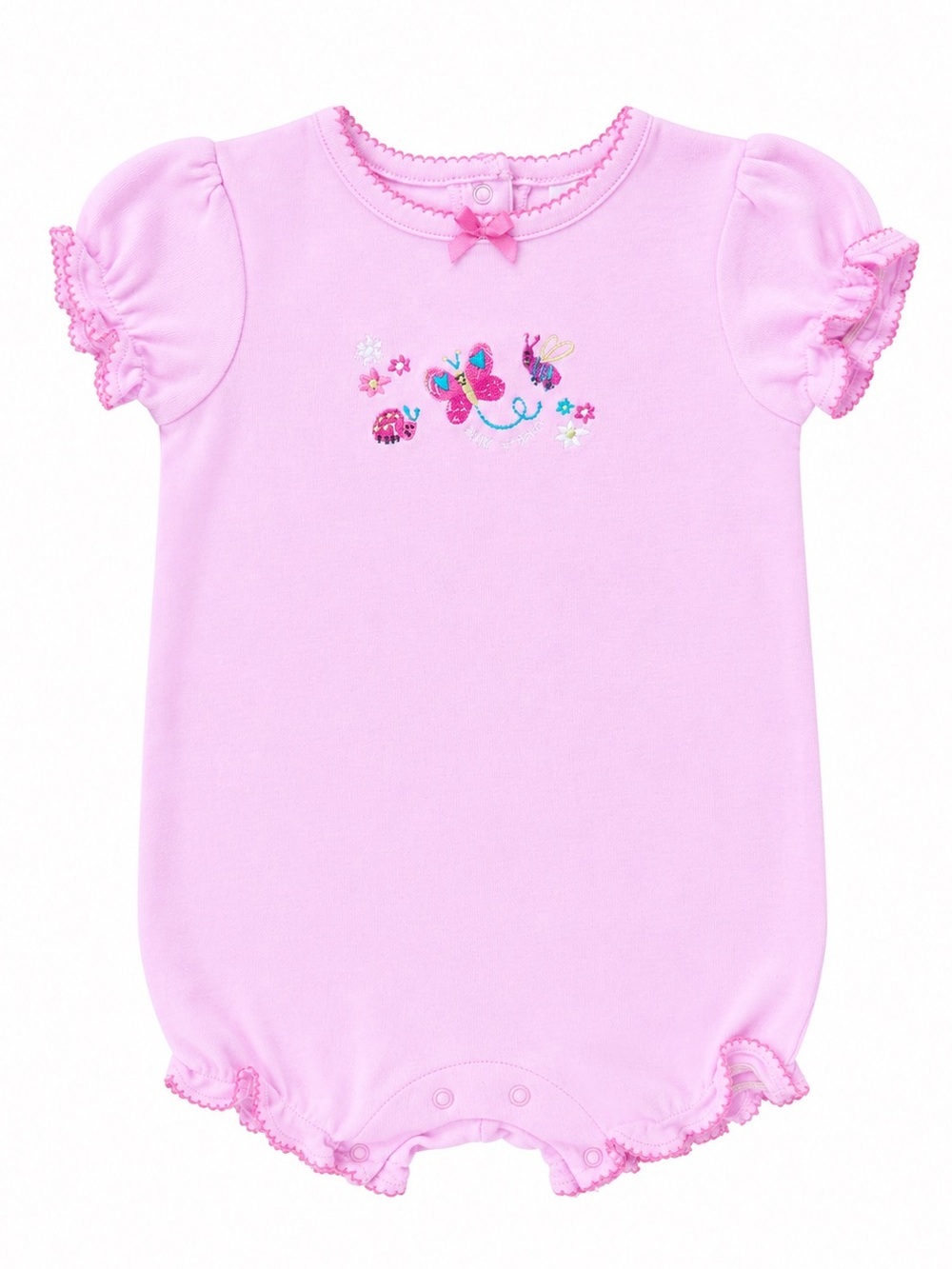 TKS Pink Embroidered Puff Sleeve Bubble Romper